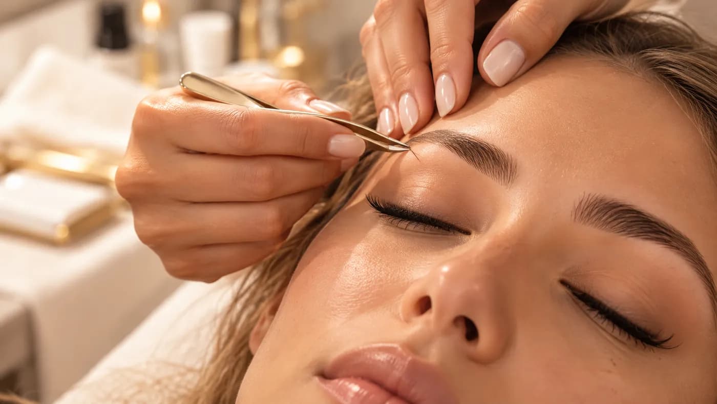 Épilation des sourcils à la pince en institut
